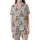 Whimsical Tabby Cat Autumn Art: Denim Jacket & Floral Dress Cats, Berry & Leaf Motif Satin Short-Sleeve Pajamas Set - 3ec9L2aAYX