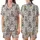 Whimsical Tabby Cat Autumn Art: Denim Jacket & Floral Dress Cats, Berry & Leaf Motif Satin Short-Sleeve Pajamas Set - wltIqK6DHx