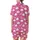 Cozy Dreamer's Hot Pink White Whimsical Sleep Eyelashes Star Cloud Pattern Sleep Set Satin Short-Sleeve Pajamas Set - 3