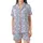 Serene Organic Swirls: Pale Sky Blue Muted Pink Paisley Dots Custom Design Satin Short-Sleeve Pajamas Set - 2