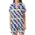 Vibrant Coastal Design: Royal Blue White Checkerboard Sardine Lemon Flat Graphic Wearable Satin Short-Sleeve Pajamas Set - 2