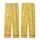 Playful Spirit: Light Warm Grey Feathers on Vibrant Yellow Wearable Kid Satin Pajamas Set - 3