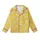 Playful Spirit: Light Warm Grey Feathers on Vibrant Yellow Wearable Kid Satin Pajamas Set - 2