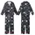 Contemporary Chic Interlocking Geometric Black Grey Abstract Pattern Designer Scarf Kid Satin Pajamas Set - 1