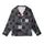 Contemporary Chic Interlocking Geometric Black Grey Abstract Pattern Designer Scarf Kid Satin Pajamas Set - 2