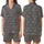 Dreamer's Everyday Essential: Charcoal Heather Sleeping Eye Moon Zzz Pattern Satin Short-Sleeve Pajamas Set - 1
