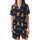 Sweet Dreams Lover: Playful Teddy Bear & Happy Text Pattern - Dark Navy Comfort Attire Satin Short-Sleeve Pajamas Set - 2