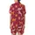 Whimsical Folk Art Leopard Design: Orange-Yellow & Pink Leopards, Crimson, Yellow Suns, Pink Hearts, Teal Starbursts Satin Short-Sleeve Pajamas Set - 3