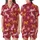 Whimsical Folk Art Leopard Design: Orange-Yellow & Pink Leopards, Crimson, Yellow Suns, Pink Hearts, Teal Starbursts Satin Short-Sleeve Pajamas Set - 1