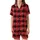 Butterfly Lover's Vibrant Red Black Scottish Tartan Plaid White Script Wearable Art Satin Short-Sleeve Pajamas Set - 2
