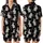 Rabbit Enthusiast's Hyperrealistic Fluffy Grey Bunnies White Flowers Black Foliage Design Satin Short-Sleeve Pajamas Set - 1