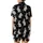 Rabbit Enthusiast's Hyperrealistic Fluffy Grey Bunnies White Flowers Black Foliage Design Satin Short-Sleeve Pajamas Set - 3