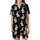 Rabbit Enthusiast's Hyperrealistic Fluffy Grey Bunnies White Flowers Black Foliage Design Satin Short-Sleeve Pajamas Set - 2