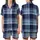 Modern Abstract Plaid: Dynamic Grid Navy Sky Blue Grey Seamless Design - Fashion Accent Satin Short-Sleeve Pajamas Set - 1