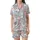 Cat Lovers : Hand-Drawn Kitten Expressions & Playful Poses - Pastel Feline Motif Satin Short-Sleeve Pajamas Set - 2