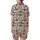 Festive Celebrator's Merry Christmas Text Tree Present Stocking All-Over Pattern Fabric Satin Short-Sleeve Pajamas Set - 3