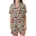 Festive Celebrator's Merry Christmas Text Tree Present Stocking All-Over Pattern Fabric Satin Short-Sleeve Pajamas Set - 2