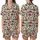 Festive Celebrator's Merry Christmas Text Tree Present Stocking All-Over Pattern Fabric Satin Short-Sleeve Pajamas Set - 1