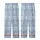Celestial Dreamer's Stylized Closed Eye & Crescent Moon Design: Muted Dusty Blue Tartan Plaid Kid Satin Pajamas Set - 3