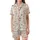 Vintage Botanical Creamy Muted Floral & Berry Hand-Drawn Design Satin Short-Sleeve Pajamas Set - 2