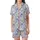 Elegant Periwinkle Lavender Butterfly & Soft Floral Muted Grid Pattern Satin Short-Sleeve Pajamas Set - 4dC6UmbAXW