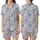 Elegant Periwinkle Lavender Butterfly & Soft Floral Muted Grid Pattern Satin Short-Sleeve Pajamas Set - SkI8mlCKrM