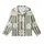 Nature Lover's Muted Olive Green Vertical Stripe Daisy Heart Kid Satin Pajamas Set - 2