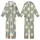 Nature Lover's Muted Olive Green Vertical Stripe Daisy Heart Kid Satin Pajamas Set - 1