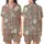 Women's Elegant Botanical Rose Garden Design: Dusty Rose Peach & Greige Blooms Satin Short-Sleeve Pajamas Set - 1
