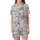 Safari Lover's Indigo Toile Safari: Lounging Leopards, Giraffes & Monkey Palm Jungle Satin Short-Sleeve Pajamas Set - 2
