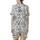 Safari Lover's Indigo Toile Safari: Lounging Leopards, Giraffes & Monkey Palm Jungle Satin Short-Sleeve Pajamas Set - 3