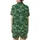 Modern Classic Style Deep Forest Green Geometric Tessellation Garment: White Stripes, Windowpane Grid Satin Short-Sleeve Pajamas Set - 3