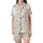 Women's Ethereal Watercolor Floral - Muted Lavender Sage Vintage Botanical Garment Satin Short-Sleeve Pajamas Set - 2