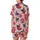 Whimsical Witch Story: Hand-drawn Cartoon Witches, Fuchsia Roses & Gold Stars on Pink Design Satin Short-Sleeve Pajamas Set - 3