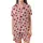 Sweetheart's Soft Pink Whimsical Scattered Maroon & Black Outlined Hearts Wearable Satin Short-Sleeve Pajamas Set - 2