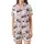 Relaxation Seeker's Loungewear: Light Pink White Stripe 'IT'S TIME TO RELAX' Coffee Zzz Satin Short-Sleeve Pajamas Set - 2