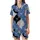 Delicate Bows & Hearts: Minimalist Star Pattern - Blue Gray Black Design Satin Short-Sleeve Pajamas Set - 2