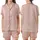 Cozy Knitwear Inspired: Rose Pink Cable & Braid with Off-White Details Wearable Design Satin Short-Sleeve Pajamas Set - 1