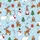 Whimsical Winter Wonderland: Gnomes, Snowmen, Reindeer, Polar Bears on Sky Blue Loungewear Satin Short-Sleeve Pajamas Set - 4
