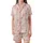 Peach Lover's Pale Pink Flat Peach & Delicate Flower Personalized Design Motif Satin Short-Sleeve Pajamas Set - 2