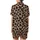 Safari Chic: Dense Organic Leopard Spots, Reddish-Brown, Black Outlines & Speckles, Beige Satin Short-Sleeve Pajamas Set - 3