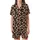 Safari Chic: Dense Organic Leopard Spots, Reddish-Brown, Black Outlines & Speckles, Beige Satin Short-Sleeve Pajamas Set - 2