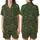 Classic Gold & Emerald: Intricate Floral, Peacock Feather & Hummingbird Wearable Art Satin Short-Sleeve Pajamas Set - 1
