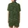 Classic Gold & Emerald: Intricate Floral, Peacock Feather & Hummingbird Wearable Art Satin Short-Sleeve Pajamas Set - 3