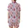 Folk Art Christmas Forest: Coral Red Periwinkle Hand-Drawn Deer & Snowflakes Satin Short-Sleeve Pajamas Set - 3