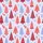 Folk Art Christmas Forest: Coral Red Periwinkle Hand-Drawn Deer & Snowflakes Satin Short-Sleeve Pajamas Set - 4
