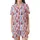 Folk Art Christmas Forest: Coral Red Periwinkle Hand-Drawn Deer & Snowflakes Satin Short-Sleeve Pajamas Set - 2