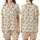 Women's Cream Scattered Daisy: Mustard Yellow Floral Sprigs & Brown Leaf Motif - Comfort Top Satin Short-Sleeve Pajamas Set - 1