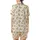 Women's Cream Scattered Daisy: Mustard Yellow Floral Sprigs & Brown Leaf Motif - Comfort Top Satin Short-Sleeve Pajamas Set - 3