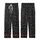 Nature-Inspired Black Silhouette Organic Pattern: Dark Charcoal Floral Foliage Design Kid Satin Pajamas Set - 3
